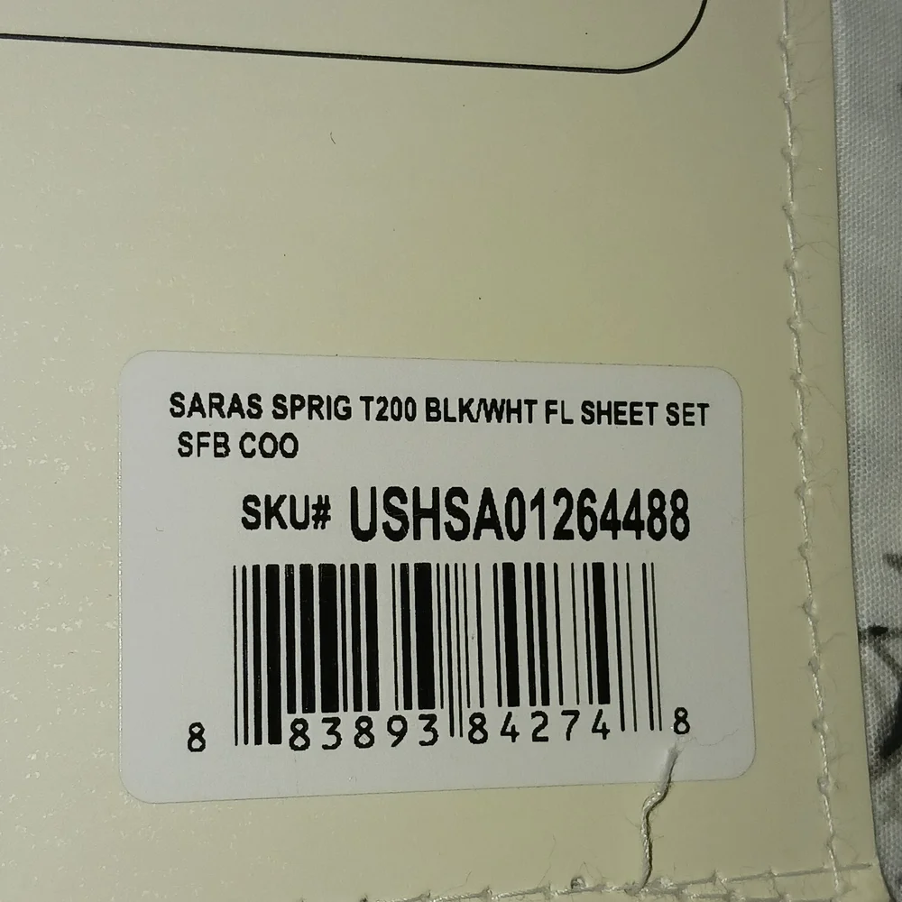 Laura Ashley Saras Sprig Black & White Floral Cotton Percale Sheet Set
